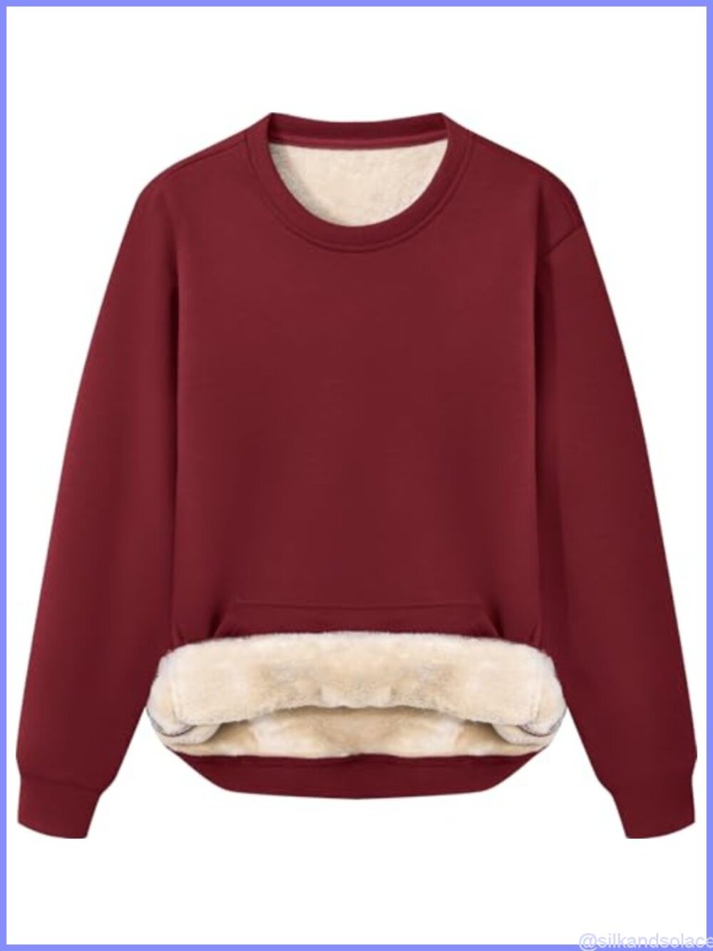 Sherpa Lined Fleece Sweatshirt Crewneck Long Sleeve Pullover